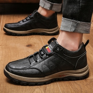 百搭休闲皮鞋男厚底防滑登山鞋春季新款防油厨房工作鞋潮男休闲鞋