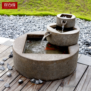 花岗岩喷泉流水鱼池石雕水系水景循环水庭院花园玄关大厅酒店招财
