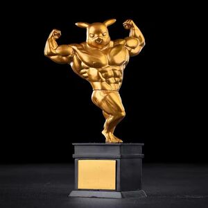 宠物小精灵gk健美健身恶搞肌肉猛男皮卡丘模型手办摆件小金人