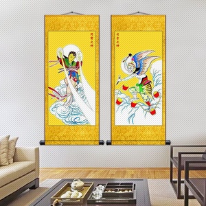 闪电司雷之神 雷公电母神像镇宅道教人物画像 现代玄关装饰画