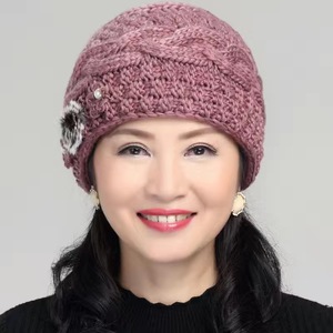 妈妈帽子冬款女中老年天加厚加绒老人帽保暖老太太秋季针织毛线帽