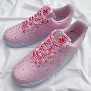 乖薰仙女原创适配情人节af1空军一号粉色玫瑰笑脸鞋带