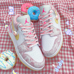 乖薰仙女原创适配nike耐克af1空军一号aj1粉冰淇淋奶油流淌鞋带