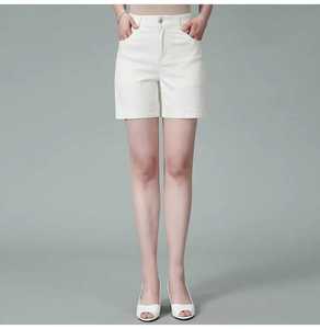 夏季新款白色牛仔短裤女高腰显瘦弹力直筒三分中裤子纯棉薄款女裤