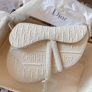 【99新未使用】dior包迪奥女包 白色马鞍包时尚百搭单肩斜挎包