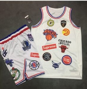 94号supreme三方联名背心篮球服球裤短裤套装黑色白色0