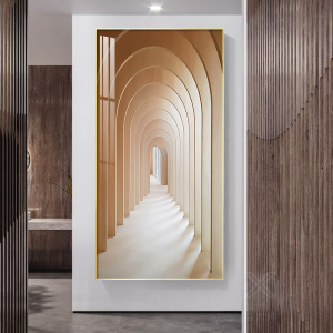 现代空间感玄关装饰画入户走廊过道楼梯尽头挂画轻奢客厅延伸壁画