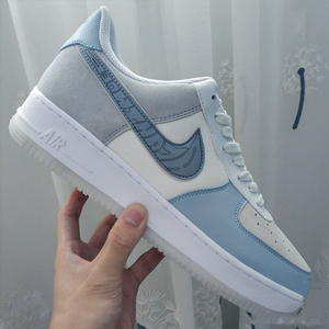 官网正品摩耐克韩版男鞋aj1空军一号浅蓝nba情侣鞋洛克公园女鞋