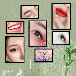 沐夕新品眉眼唇装饰画美甲美睫挂画美容院组合宣传画半永久纹绣壁