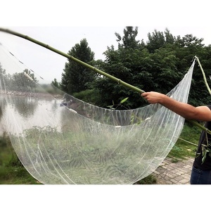 夹鱼网 老式夹网月亮网扒网搭网挑网老式竹竿赶鱼网捕鱼抬网渔网