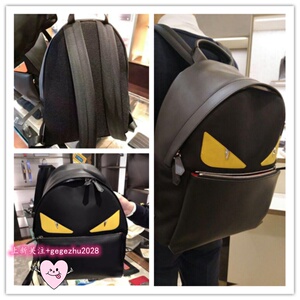 fendi/芬迪 经典小怪兽恶魔眼尼龙拼皮书包旅行包双肩包 byc代购