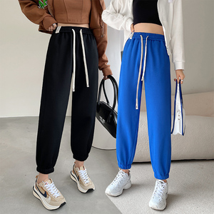 哈伦裤女高腰宽松休闲裤束脚卫裤小个子运动裤ins抽绳带子设计感