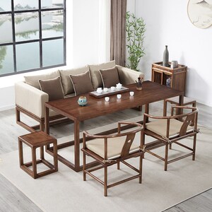 定制新中式茶桌沙发组合禅意茶室办公室简约实木泡茶台原木功夫茶