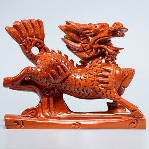 木雕麒麟摆件一对花梨实木质雕刻神兽家居装饰乔迁送礼红木工艺品