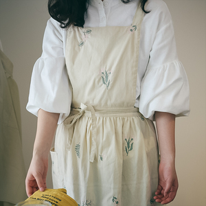 韩式高颜值围裙厨房家用做饭防水女棉麻画画美甲园艺花艺师工作服
