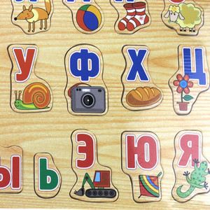 跨境速卖通3-6岁宝宝木制俄文俄语字母拼图 儿童认知早教玩具