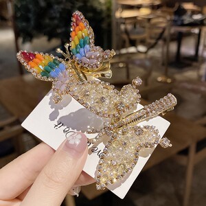 90后怀旧蝴蝶发夹会动抖动老式儿时80后童年小时候的震颤蓝色发