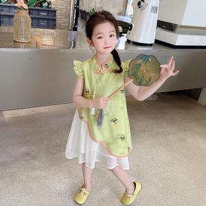 儿童旗袍女童中式夏季中国风一两三岁女孩宝宝夏天连衣裙周岁洋气