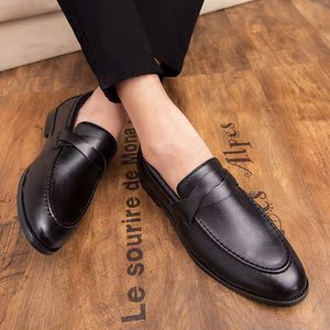 璞百丽脚蹬尖头英伦夜店小皮鞋男士韩版商务正装乐福豆豆简约潮鞋