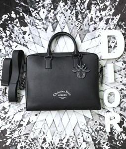 二手奢侈品男士包 Dior迪奥公文包黑色牛皮电脑包手提单肩斜挎包