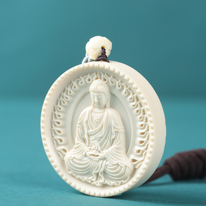 猛犸象牙雕刻冰料释迦摩尼佛牌平安吊坠本命佛挂坠男女挂件文玩牌