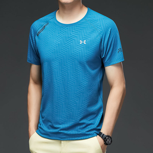 夏季新款安德玛t恤男短袖修身运动休闲男装衣服潮牌暗纹体恤速干t