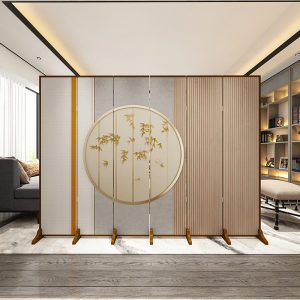 新中式屏风可移动折叠饭店包间移动隔断背景墙装饰家用定制折屏