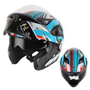 新款清仓ak艾凯摩托车揭面头盔男全盔赛车机车全盔双镜片防雾四季