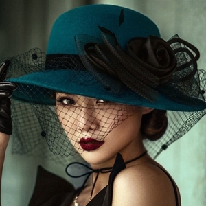 贵妇帽子毛呢帽子女士秋冬英伦名媛潮人羊毛小礼帽复古百搭赫本帽