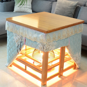 烤火炉 家用四方桌子正方形实木烤火架竹子折叠桌取暖桌楠p竹套装