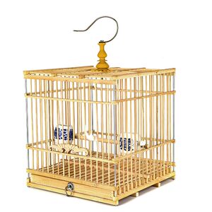 实布百货店淘宝鸟笼小号竹制鹦鹉长方形创意小鸟竹子便携简易小型竹