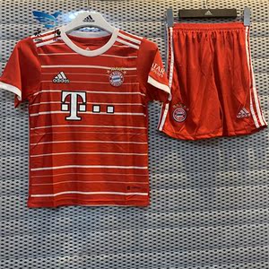 正品adidas22-23拜仁慕尼黑主场短袖童装球迷版足球服9号莱万球衣