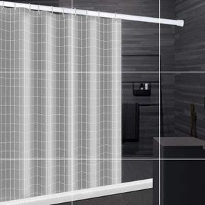 卫生间浴帘隐形折叠免打孔浴室磁性挡水条浴帘套装卫生间浴帘杆阻
