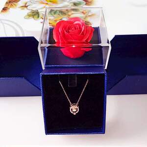 高档bestwishes口红礼盒双层抽屉项链戒指单枝玫瑰花蓝色包装七夕