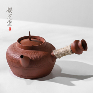 潮州红泥砂铫壶跳刀工艺响盖炭炉电陶炉可用侧把壶煮茶器烧水茶壶