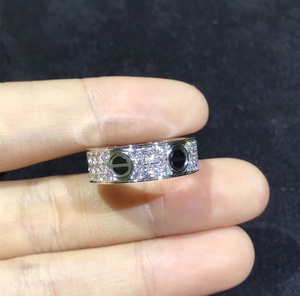 cartier/卡地亚满天星黑钉戒指18k玫瑰金宽窄版无钻经典男女手镯