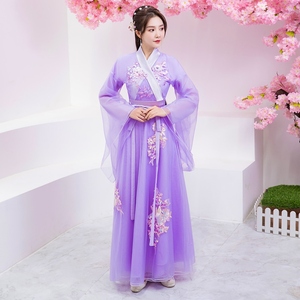 汉服紫霞仙子紫色女古装新款襦裙超仙飘逸清新古风广袖舞蹈演出服