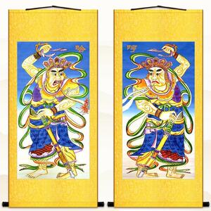 蓬莱画阁哼哈二将画像 佛寺山门前二金刚神像画 卷轴挂画装饰画来