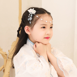额头发饰前额女童链公主超仙古风民族古代夹眉心坠儿童汉服头饰