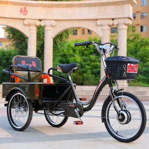 新款老年电动脚踏人力三轮车老人脚蹬小型成人载货两用代步自行车