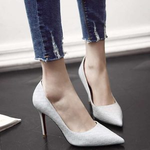八公分高跟鞋 8cm细跟单鞋女20春新款8cm通勤职业高跟鞋简约性感