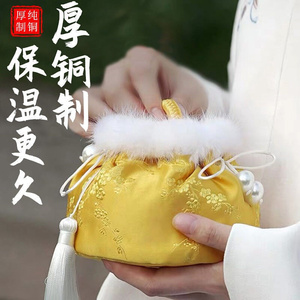 汤婆子k纯铜宫廷暖手炉随身小号复古风老式注热水袋推拿铜壶