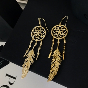 apm hope高级感轻奢捕梦网内部黄金耳吊编织羽毛纯银耳环夸张