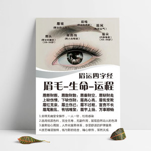 眉运四字经挂画海报韩式眉型纹绣图片宣传图眉毛生命运程广告墙贴