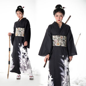 和服女正装传统日式拍照写真暗黑系霸气女生自拍古装影楼摄影服装