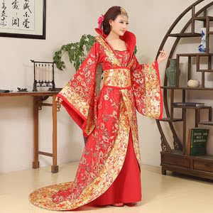 古装唐朝武媚娘走秀新娘仙女装舞台贵妃拖尾演出服汉服中式婚礼服