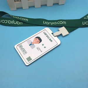 新品家地产工牌吊牌 定q制链家地产pvc人像卡工作证挂绳小铝合定