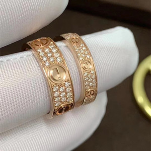cartier/卡地亚戒指18k玫瑰金满钻love宽窄无钻男女情侣钻戒婚戒