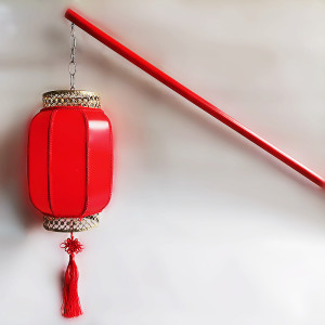 汉服婚纱结婚手提大红灯笼照片拍摄道具大红手提灯竿杆结婚道具