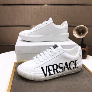 versace新款字母印花logo小白鞋男士休闲运动男板鞋 范思哲家代购